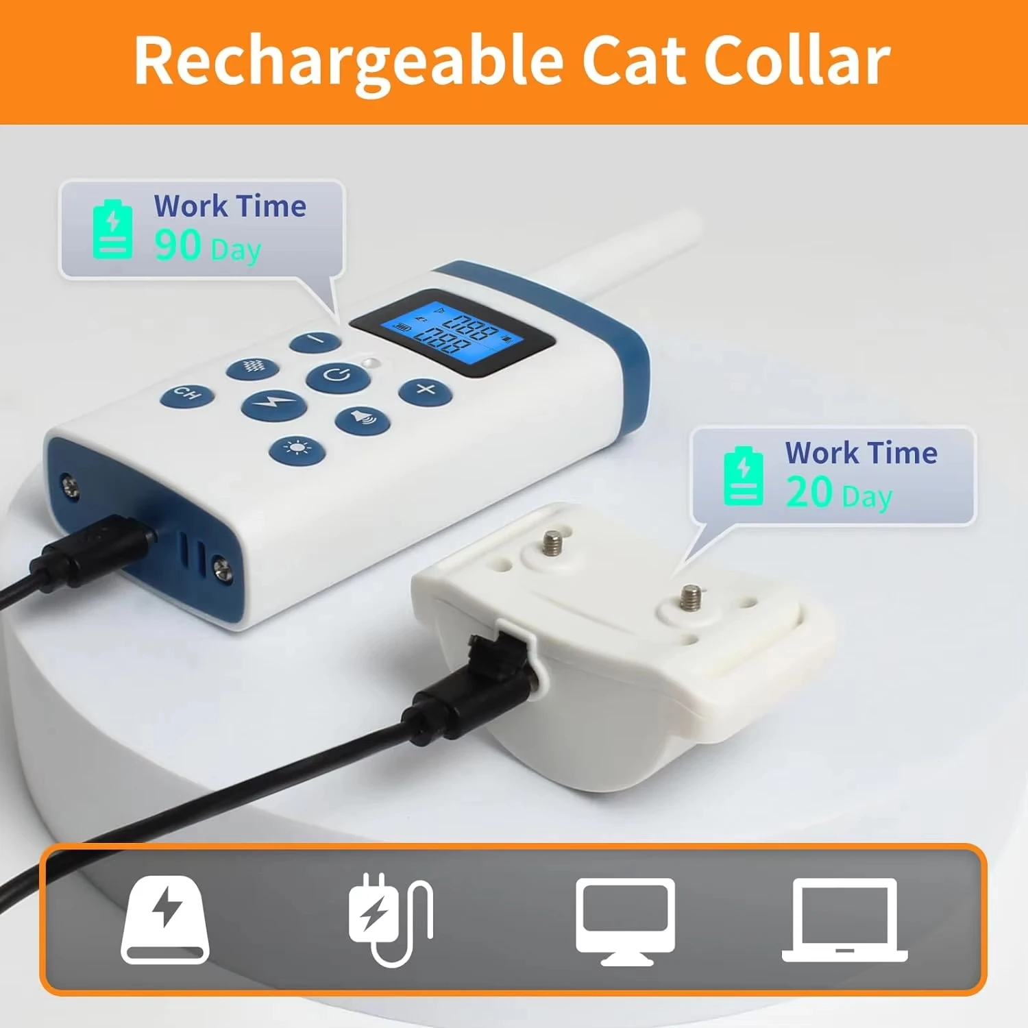 2 IN 1 Auto Anti-Meow and Cat Training Collar, Cat Shock Collar with Remote, Rechargeable Cat Stop Meowing Collar for Pet Cat - Image 4