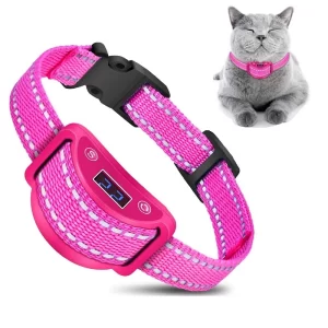 PaiPaitek Cat Meow Collar,Cat Stop Meowing at Night, Vibrating Cat Collar No Shock is Safer, 5 Levels of Progressive Training