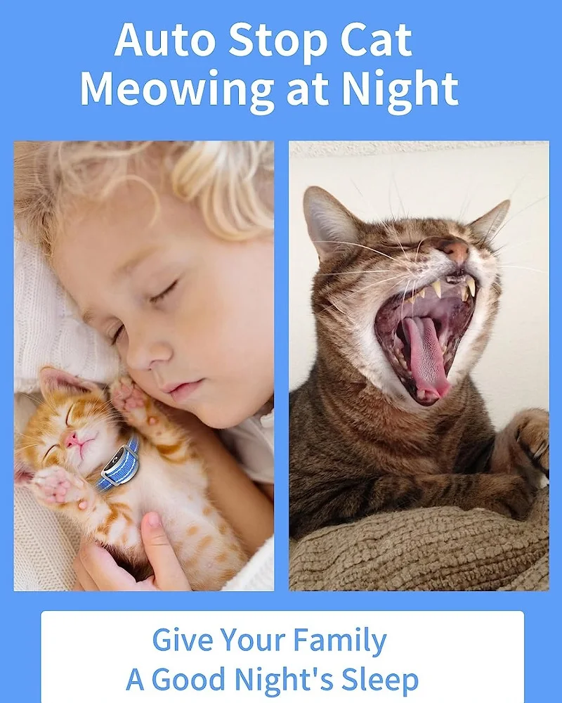 PaiPaitek Cat Training Collar,Cat Shock Collar with Remote ,Cat Stop Meowing Collar, Remote Control/Automatic Anti-Meow for Cats - Image 2