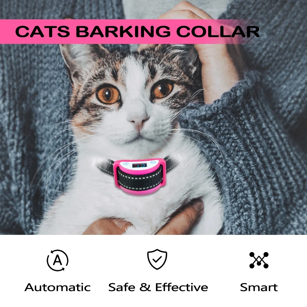 1-5 Levels Cat Anti Meowing Collar, Automatic No Shock Vibration Collar for Cats, Stop Meowing Collars for Cat Accessories 고양
