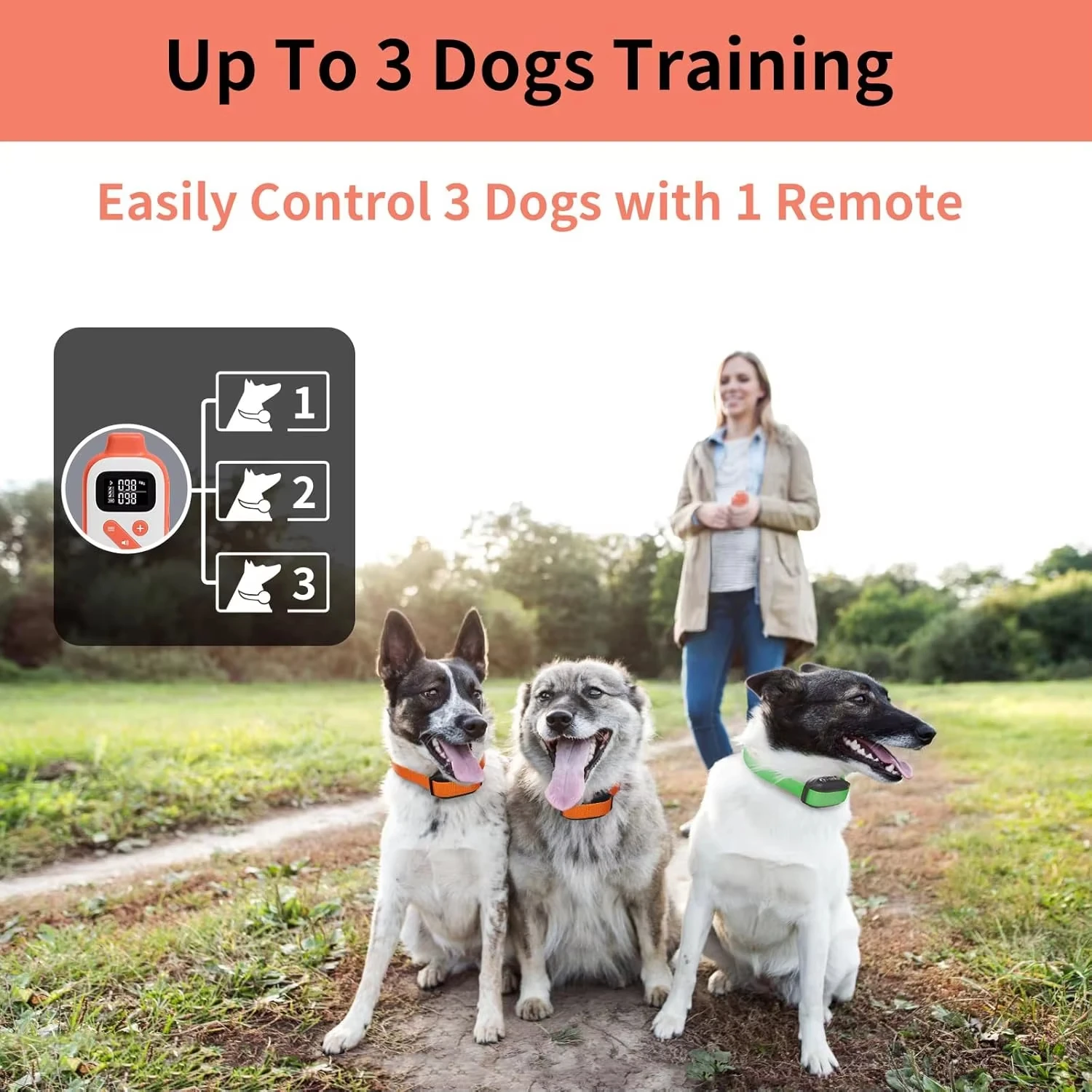 No Shock Dog Training Collar 3300ft Vibrating Dog Collar with Dog Training Clicker Rechargeable Anti Barking Collar for 2 Dogs - Image 4