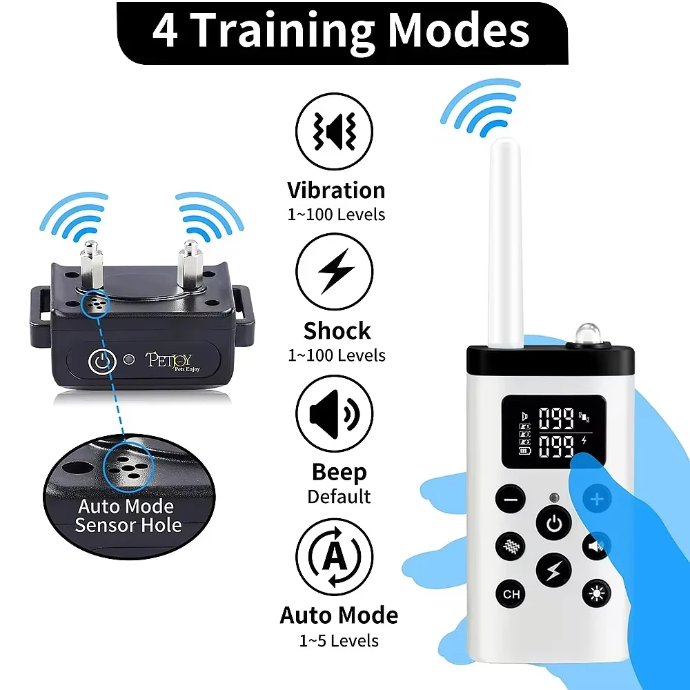 Automatic Anti Bark and Training electronic dog collar,3300ft Dog Training Collar,Rechareable&Waterproof vibrating Dog Collar - Image 6