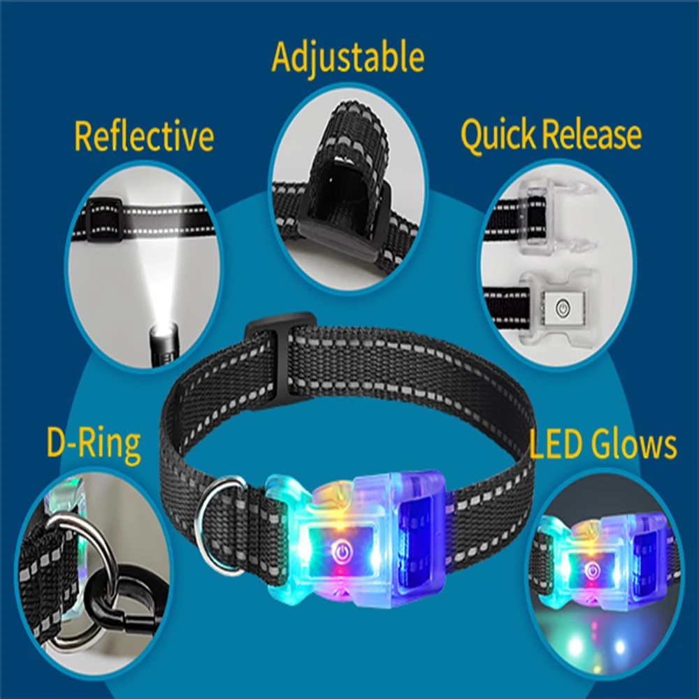 Waterproof Pet Dog LED Light Collar Luminous Anti-Lost Dog Collar USB Rechargeable Dog Necklace Collar for All Stages Dogs - Image 5