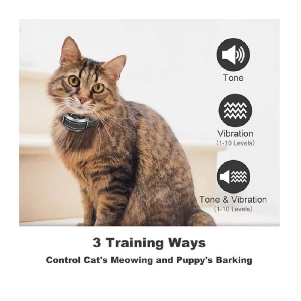 Paipaitek Cat Training CollarWith Remote,Cat Anti Meow Collar,Waterproof& Rechargeable Cat Stop Meowing Barking Collar - Image 2