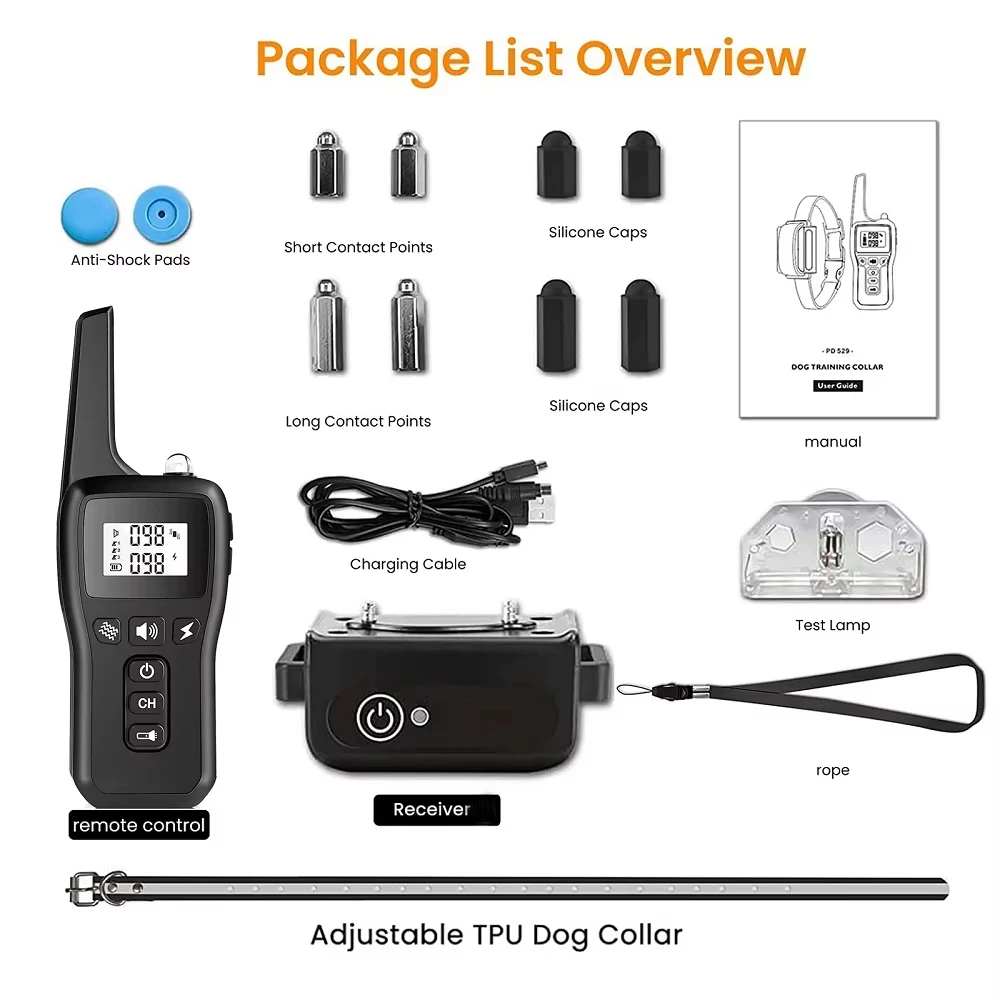 1000m Dog Training Collar with Remote Control ,Waterproof Electric Collar for All Size Dogs ,Rechargeable Dog Anti Bark Collar - Image 5