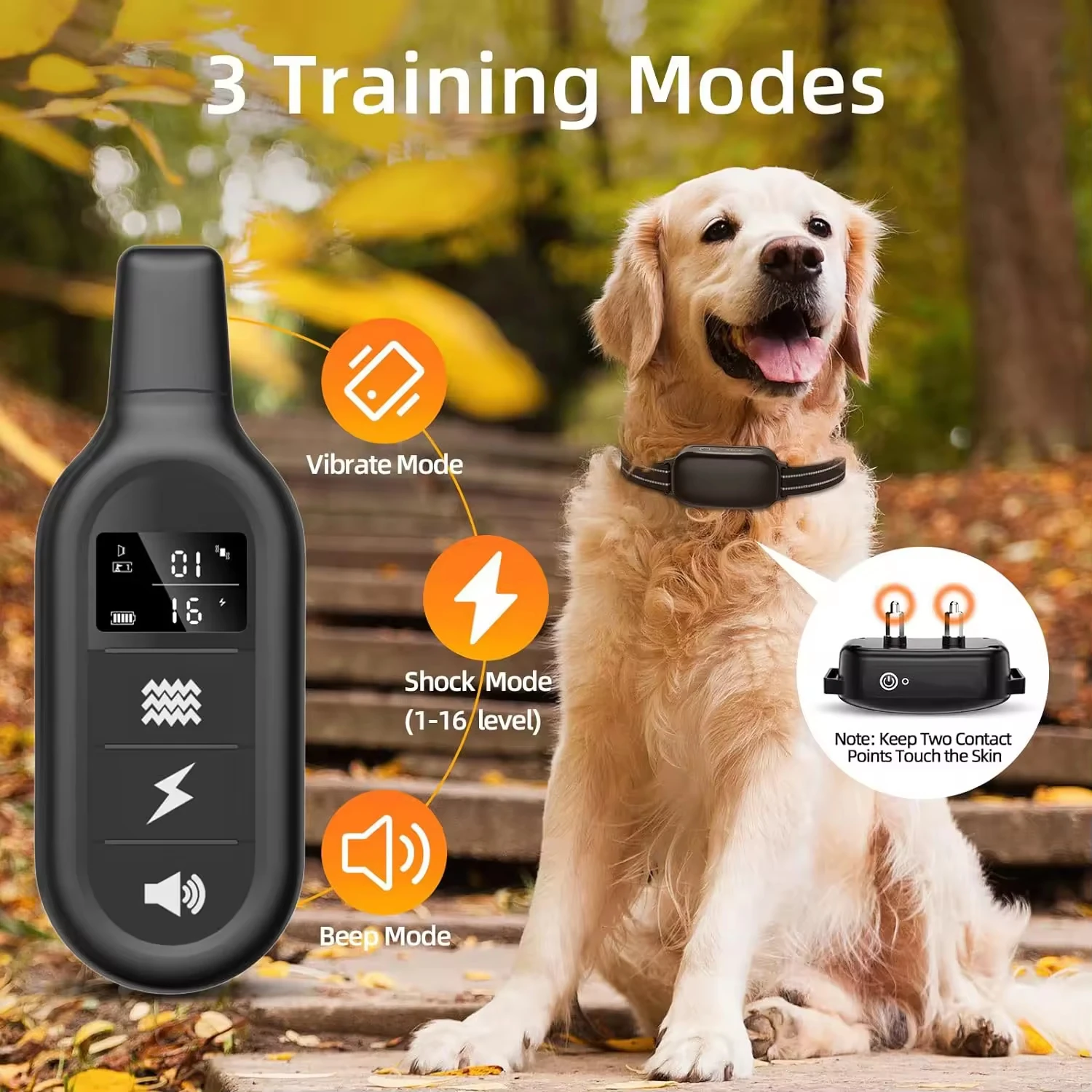 1000m Digital Dog Training Collar Waterproof Rechargeable Remote Control Pet with LCD Display for All Size Shock Vibration Sound - Image 2