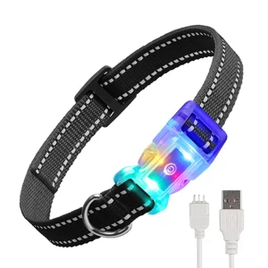 Waterproof Pet Dog LED Light Collar Luminous Anti-Lost Dog Collar USB Rechargeable Dog Necklace Collar for All Stages Dogs