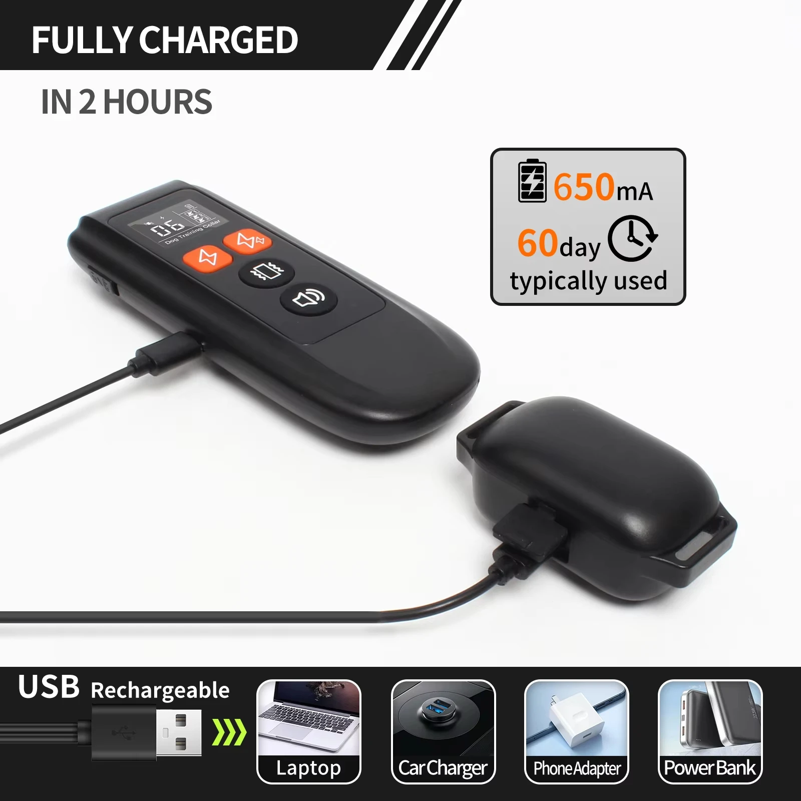 IPX7 Waterproof Electric Dog Collar with Remote 3300FT Rechargeable Dog Training Collar 3 modes Shock Collar for All Size Dog - Image 6