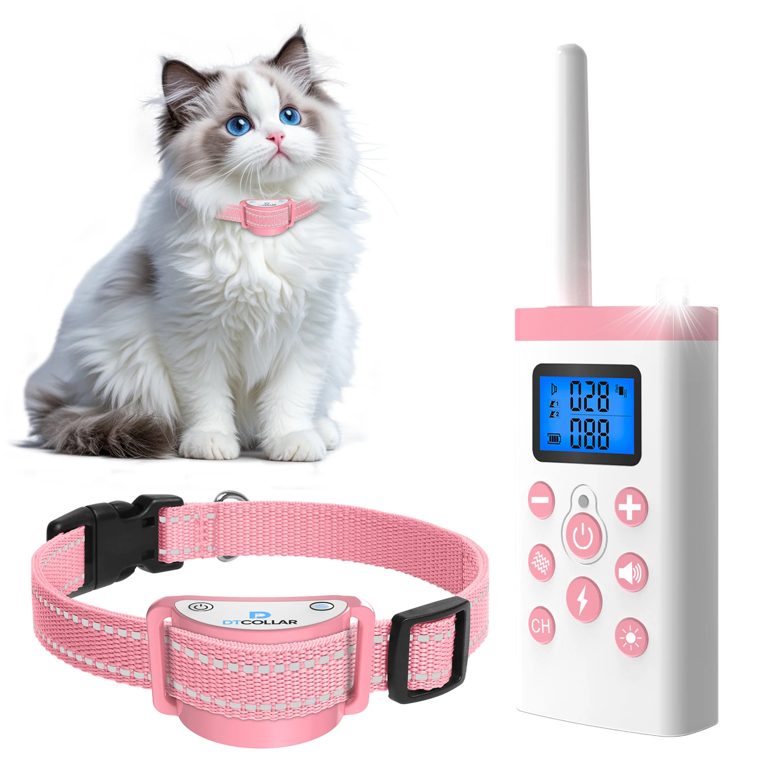 PaiPaitek Cat Training Collar,Cat Shock Collar with Remote ,Cat Stop Meowing Collar, Remote Control/Automatic Anti-Meow for Cats