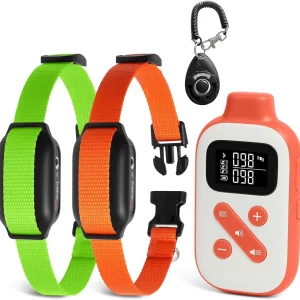 No Shock Dog Training Collar 3300ft Vibrating Dog Collar with Dog Training Clicker Rechargeable Anti Barking Collar for 2 Dogs