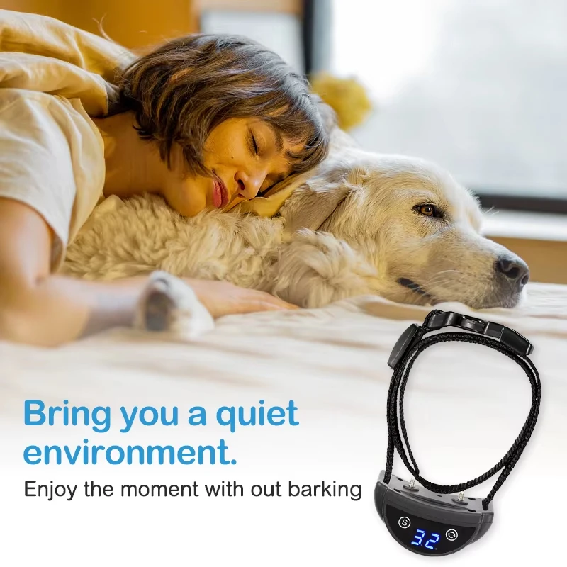 Automatic Anti Barking Dog Collar with LED Display, Rechargeable Bark Stopper Electric Collar,Stop Barkin Dog Training Collar