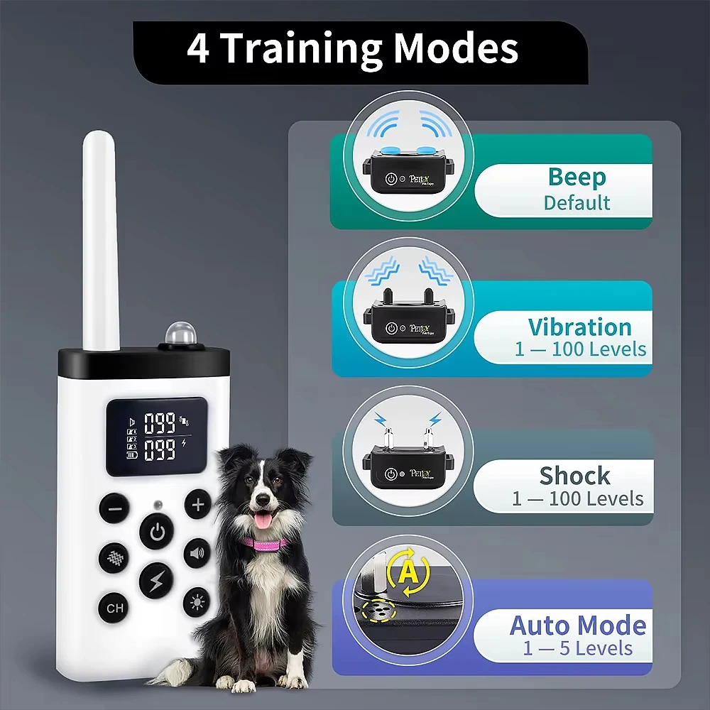 Automatic Anti Bark and Training electronic dog collar,3300ft Dog Training Collar,Rechareable&Waterproof vibrating Dog Collar - Image 4
