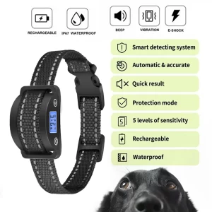 Smart Anti Barking Collar for 4-100 lbs Dog,Rechargeable Dog Training Collar with 5 Sensitivity Levels, Vibrating Dog Collar